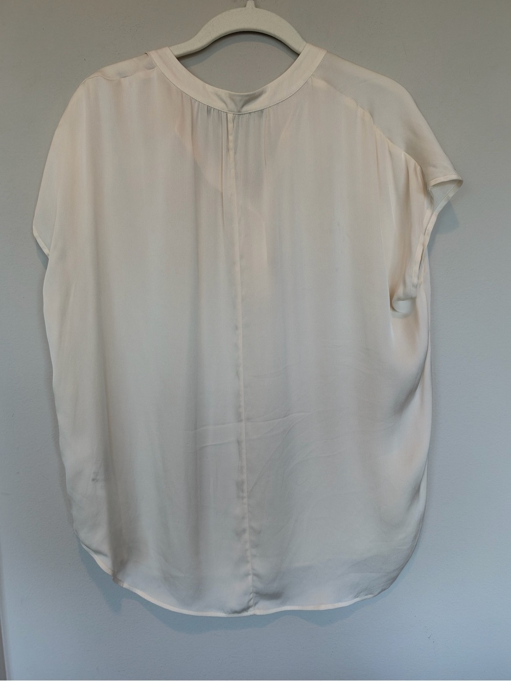 Quince Silk Cream Cap-Sleeve V-Neck Tunic Blouse - Picture 2 of 5